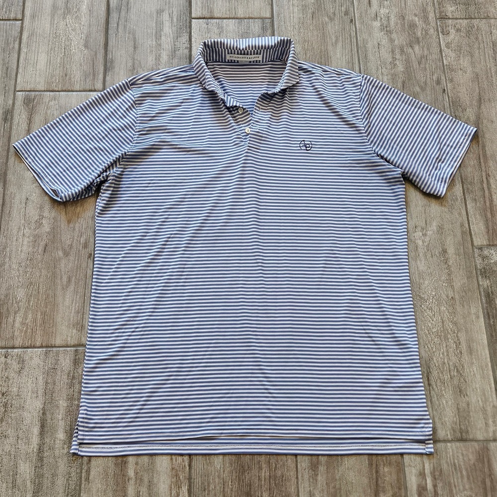 Holderness & Bourne Polo Size XL Blue White Striped The Barnes Golf Performance